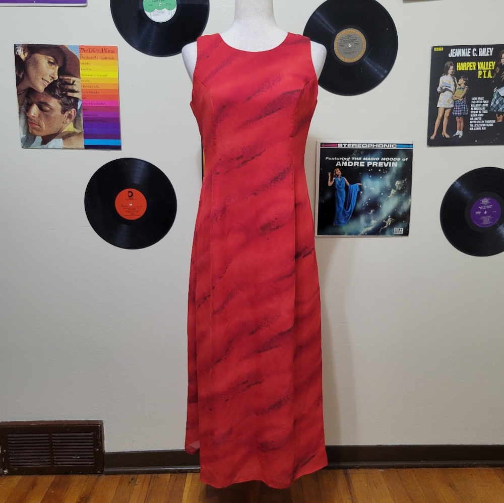 Positive Attitude | Vintage Petite Red Patterned Midi Dress
